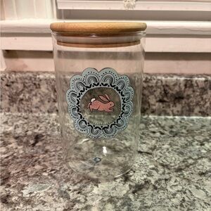 PRIMA DESIGN Wooden Lid PINK BUNNY BLUE Small Treats Cookie JAR Canister New